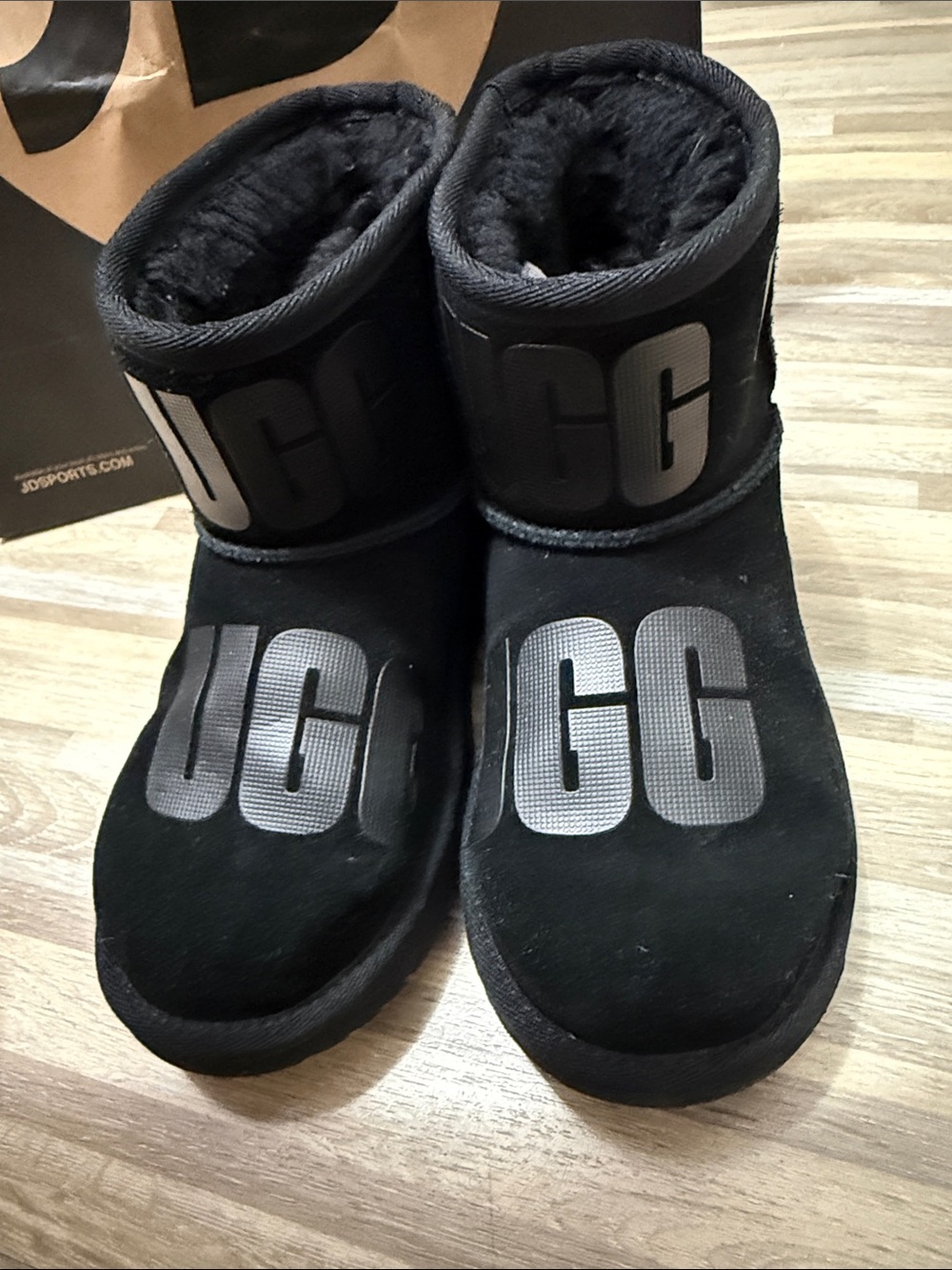 UGG Black Short Logo Shearling Boots